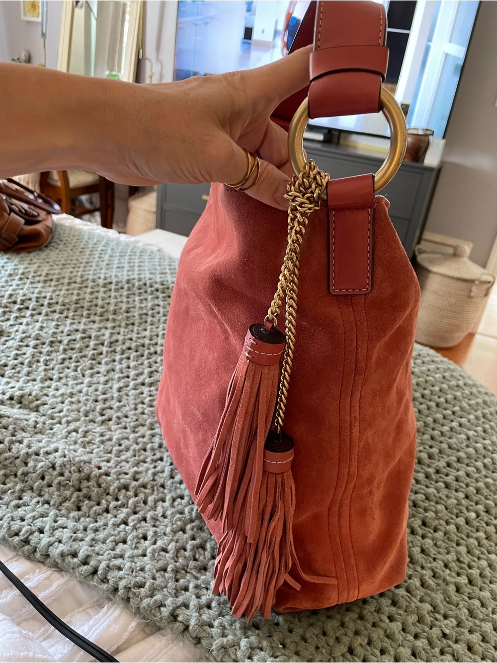 NEW! Michael Kors Suede Hobo Bag in Rust Tan with Tassel - Picture 13 of 13